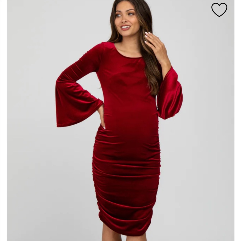 Pink blush maternity velvet red dress small